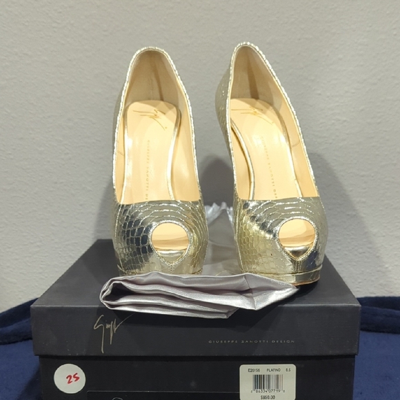 Giuseppe Zanotti Shoes - Giuseppe Zanotti Gold Peep Toe Heels